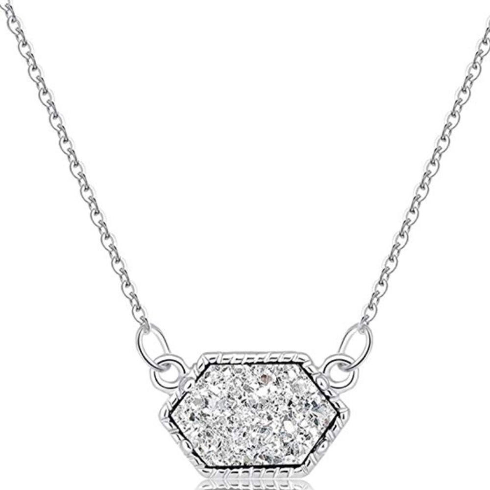 ❗️NEW❗️ Druzy all silver necklace!!